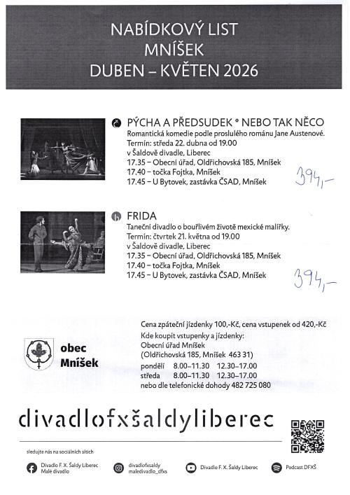 s obcí Mníšek do divadla v dubnu a květnu 2026  1